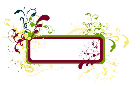 Grunge green floral ornamentのイラスト素材