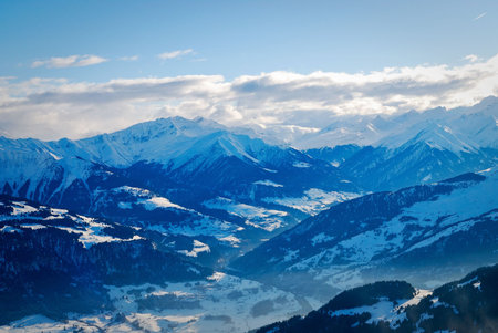 View on mountains covered with snow