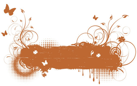 Floral grunge retro background with butterfliesのイラスト素材