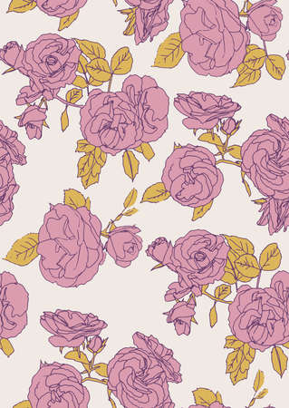 off-white and pink vector flowers seamless pattern. backgroundのイラスト素材