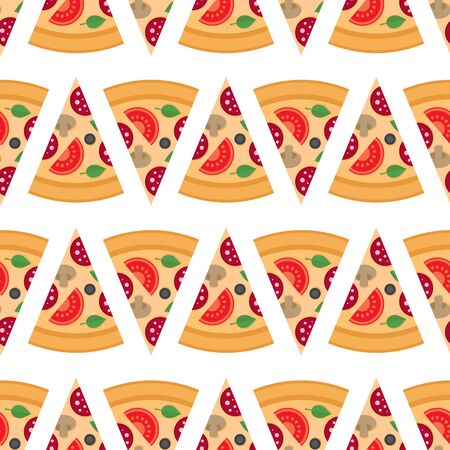 Pizza pieces vector seamless pattern.のイラスト素材