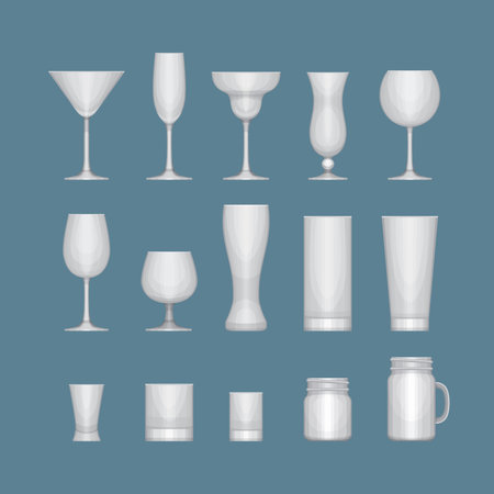 Set of different alcohol empty glasses.のイラスト素材
