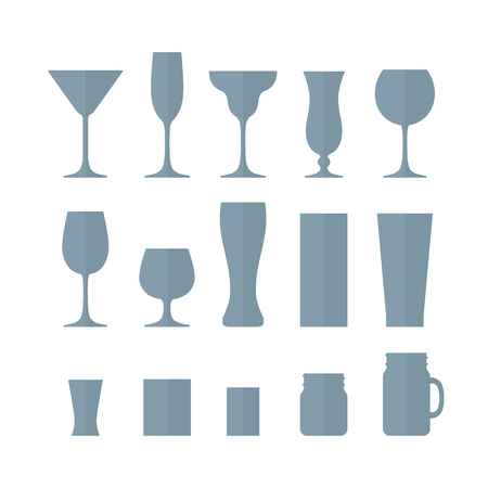 Set of different alcohol empty glasses.のイラスト素材
