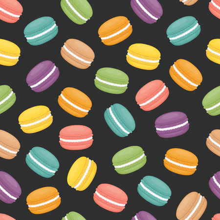 Seamless pattern with macaroons. Colorful macarons cake. Flat style, vector illustration.のイラスト素材