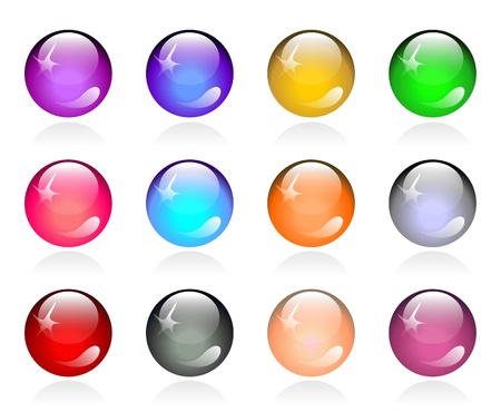 Set of glossy color round buttonsのイラスト素材