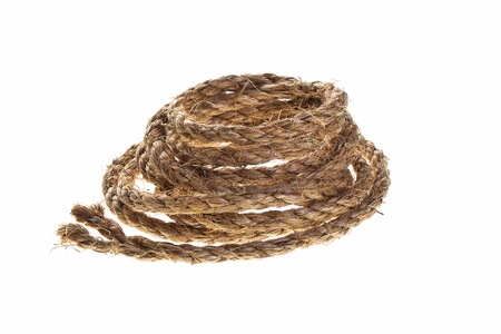 Rolled rope isolated on white backgroundの写真素材