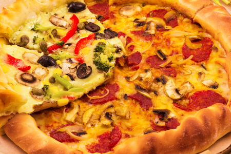 Macro view of tasty pizzaの写真素材