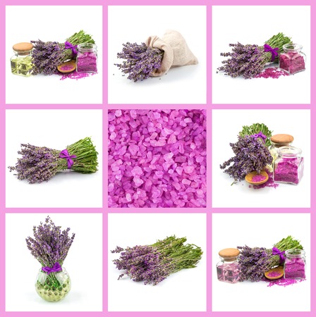 Lavender, aroma salt, oil, setの写真素材