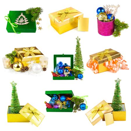 Christmas decoration set isolated on white backgroundの写真素材