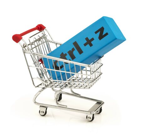 Blue eraser with combination "ctrl+z" in the shopping cartの写真素材