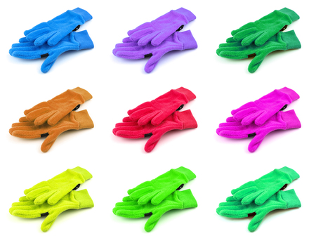 Multicolor sport gloves, set, isolated on white backgroundの写真素材