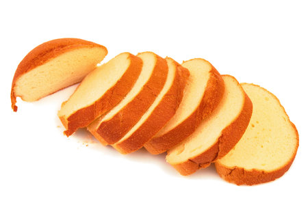 Sliced fresh bread, loaf, baguette, sliced bread, brioche, white bread, isolated on white background