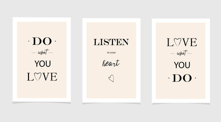 motivational posters. Inspiring quotes about your capabilities. A set of three paintings in Scandinavian, Boho style. vector illustration.のイラスト素材
