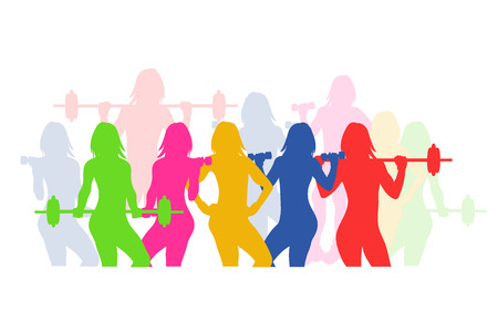 fitness emblem, woman silhouette, vector illustrationのイラスト素材