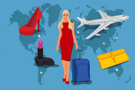 shopping tour concept in flat style, fashion, vector illustrationのイラスト素材