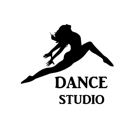 Stylish and young modern style dancer is jumping, dance studio conceptのイラスト素材