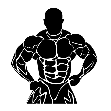 vector illustration of bodybuilding icon, muscular manのイラスト素材