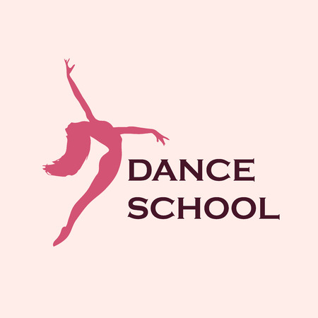 dance school emblem, icon, vector illustrationのイラスト素材