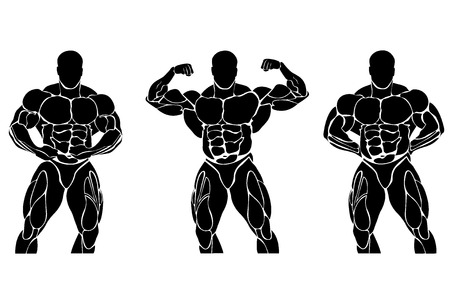 Bodybuilding and powerlifting concept, iconのイラスト素材