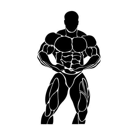 Bodybuilding and powerlifting concept, iconのイラスト素材