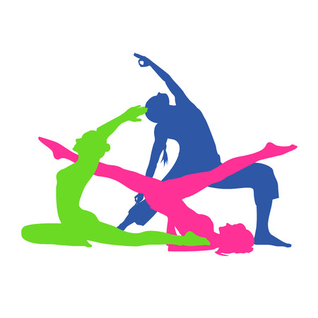 fitness woman, Pilates icons, yoga, vector illustrationのイラスト素材