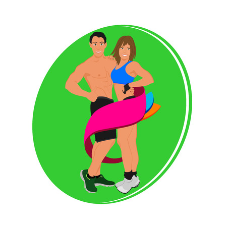 Workout partners, fitness, emblem, vector illustrationのイラスト素材