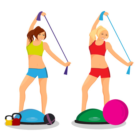fitness woman, sport, icon, flat vector illustrationのイラスト素材