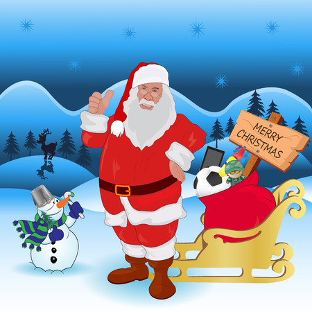 Santa Claus with gifts vector illustration isolated on white backgroundのイラスト素材