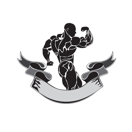 Bodybuilding and powerlifting concept, icon, banner, template, badgeのイラスト素材