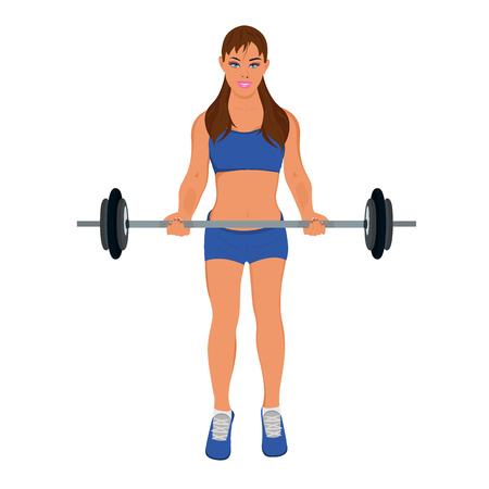 fitness woman exercising with barbell, vector illustrationのイラスト素材