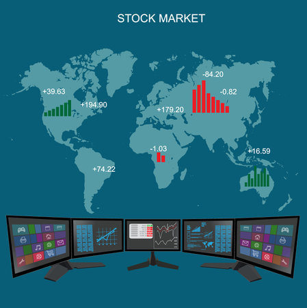 Stock exchange, market, flat style, vector illustration, templateのイラスト素材