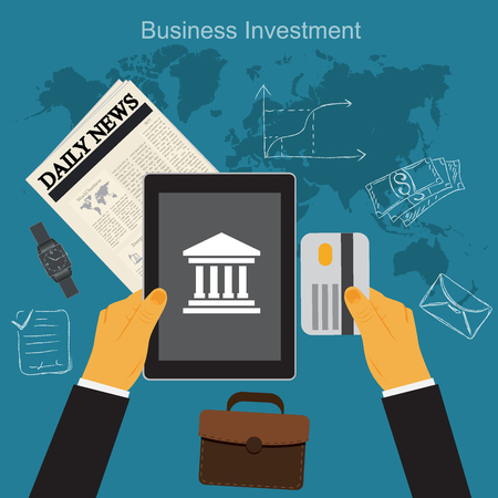 business investment, flat vector illustration, apps, banner, sketchのイラスト素材