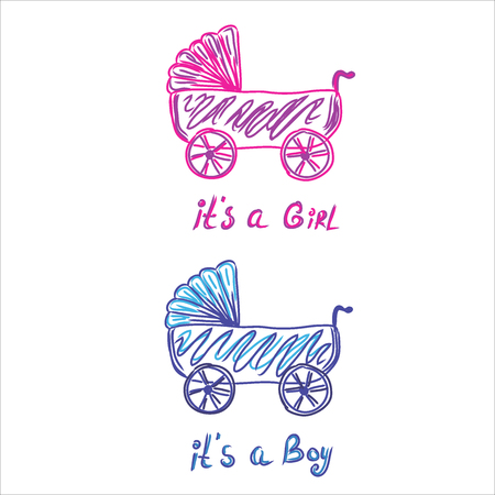 stroller, sketch, vector illustrationのイラスト素材