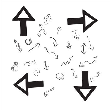 Hand drawn arrows, set, vector illustrationのイラスト素材