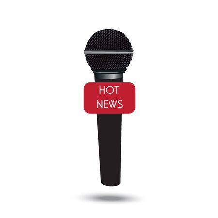 microphone, hot news, vector illustration in flat design for web sites, Infographic designのイラスト素材