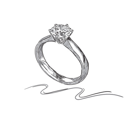 wedding ring, sketch, vector illustrationのイラスト素材