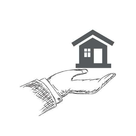 real, estate, technology, accomodation, concept, hand, sketchのイラスト素材