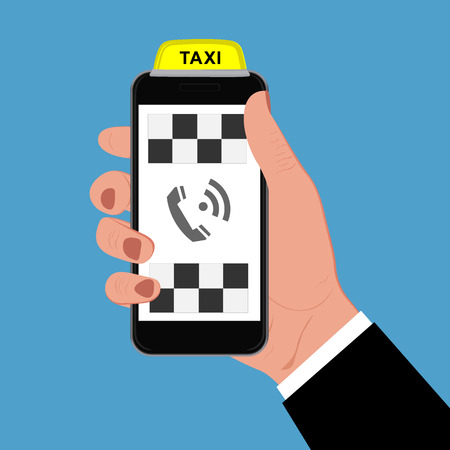 Taxi sign and smartphone, vector illustrationのイラスト素材