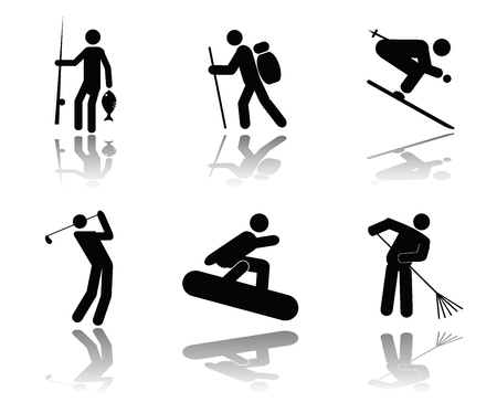 Collection of icons of people in different situationsのイラスト素材