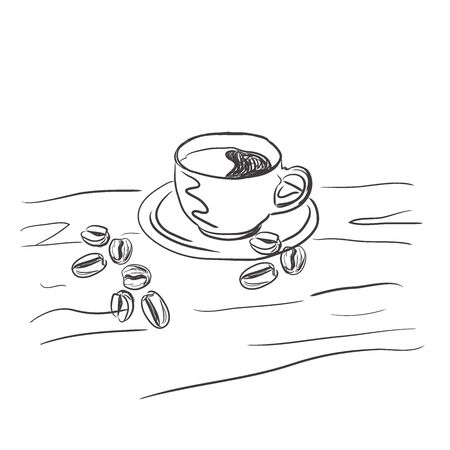 Coffee icon in doodle style, sketch, design element, vector illustrationのイラスト素材