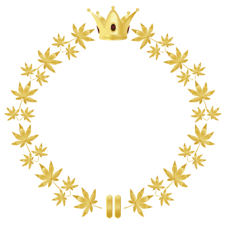 Golden wreath, ribbon and crownのイラスト素材