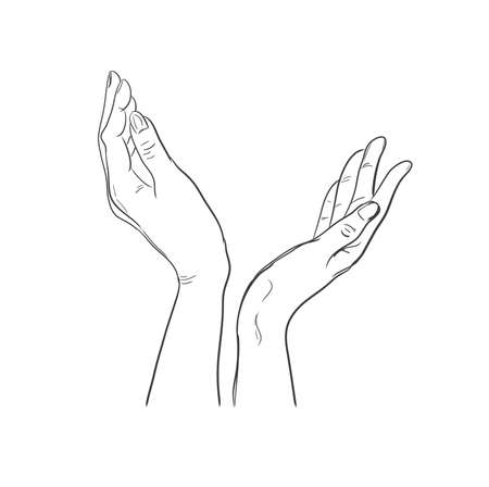hands of hope, design element, sketch, vector illustrationのイラスト素材
