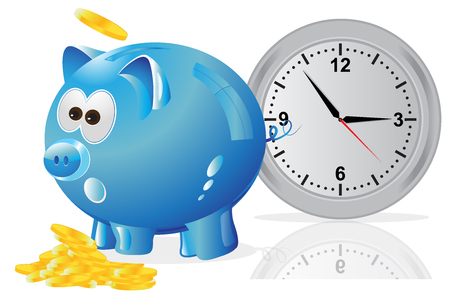Time, money, concept, piggy bank, blueのイラスト素材