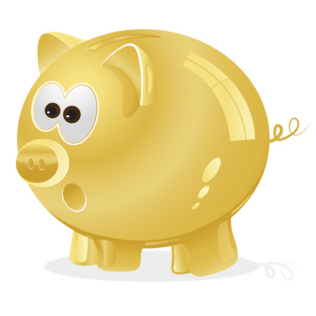 Piggy bank, money box, goldenのイラスト素材