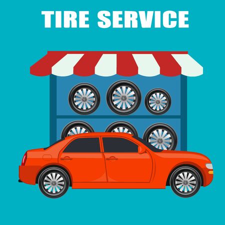 tire service concept, flat designのイラスト素材