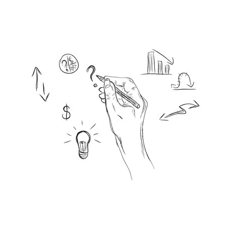hand drawing, business, sketch style, vector illustrationのイラスト素材