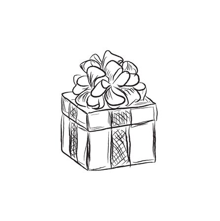gift box, sketch style, vector illustrationのイラスト素材