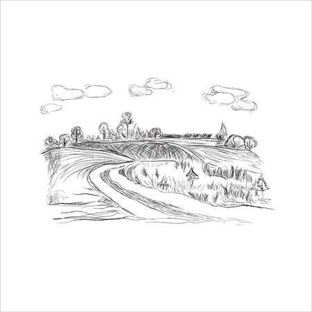 nature background, sketch style, vector illustrationのイラスト素材