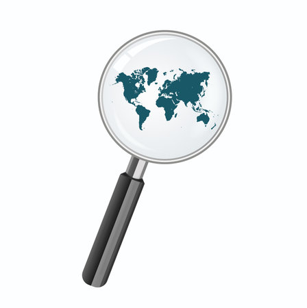 world map and magnify glass, vector illustrationのイラスト素材
