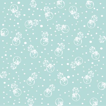 snowman pattern with snowfallのイラスト素材